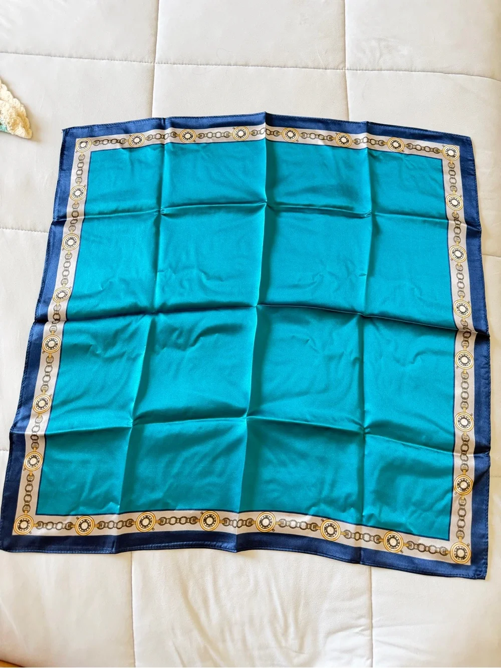 Blue & Teal Square Silk Scarf